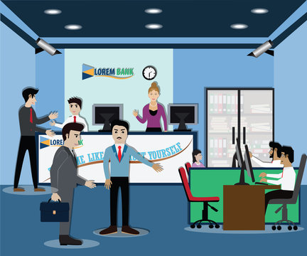 Business finance concept,businessman stay in bank - vector