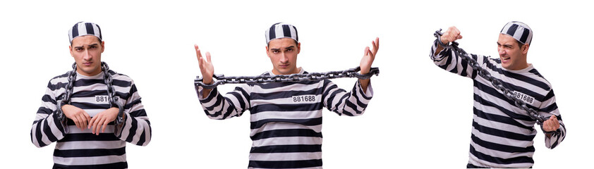 Man prisoner isolated on white background