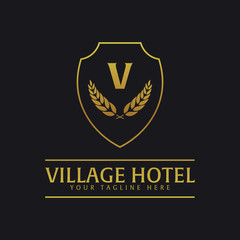 Village Palace Hotel Logo and Emblem. Vector logo illustration.