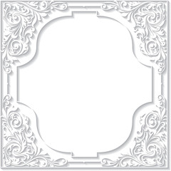 White decorative frame with shadow