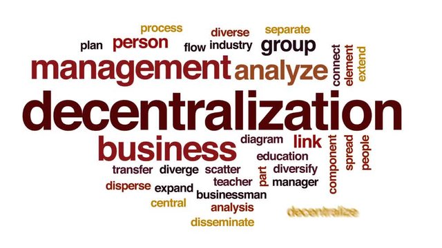 Decentralization animated word cloud, text design animation.