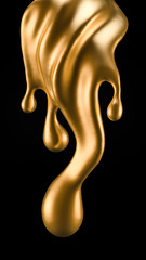 A splash of gold. 3d illustration, 3d rendering.