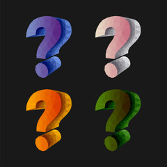 ser Polygonal question mark 3d volumetric on black