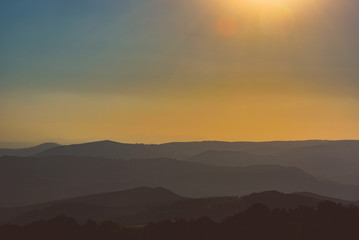 Layers of hills at sunset