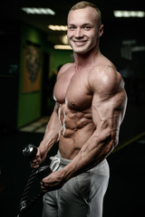 Obraz na płótnie Canvas young man train in gym healthcare lifestyle sexy caucasian man