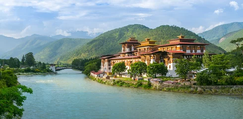 Fototapete Asien Punakha Dzong Monastery, one of the largest monestary in Asia, Punakha, Bhutan