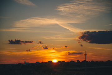 Fototapeta premium beautiful view on the filed on sunset