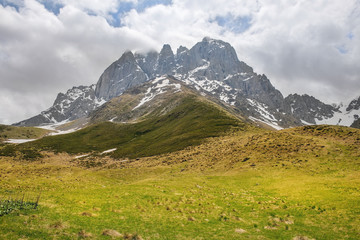 Fototapeta premium landscape, Caucasus mountain range, Juta valley, Kazbegi region, Georgia