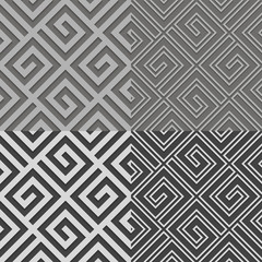 Set of abstract geometrical seamless pattern with shadow.