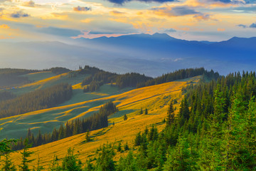 mountain valley before a dusk