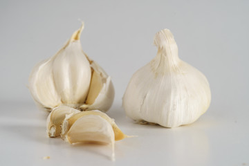 garlic bulbs on white