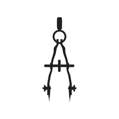 Vector black school compass flat illustration