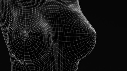 Beautiful black background with girl. 3d illustration, 3d rendering. © Pierell