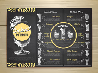 Vintage chalk drawing cocktail menu design. Corporate identity