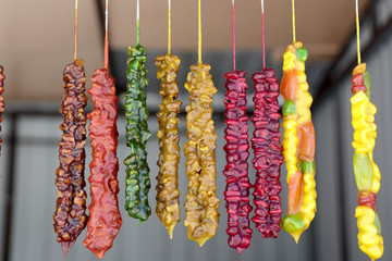 Various churchkhela at street market