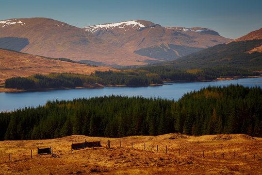 Telephoto shot of the Loch Ness, the Scottish Highlands, United Kingdom