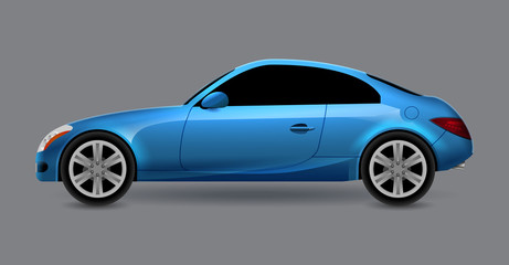 Fototapeta na wymiar Vector automobile coupe isolated profile side view. Luxury modern sedan transport auto car. Side view car design illustration