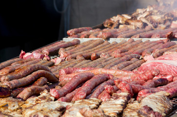 Meat Broiling on a Big Grill