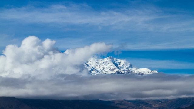 4K Timelapse of Snowy Mount Illimani Bolivia South America