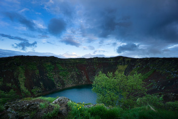Iceland - Kerid Crater Lake at blue hour