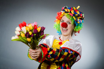 Funny clown in comical concept