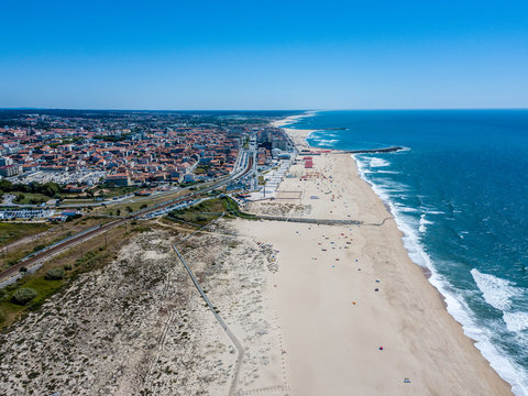 Aerial view of Espinho beach - Porto - Portugal