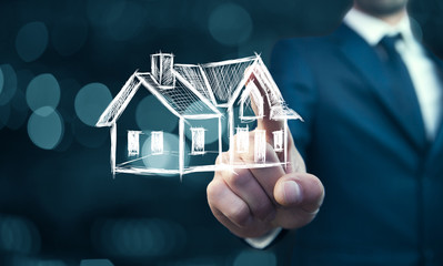 man hand house model