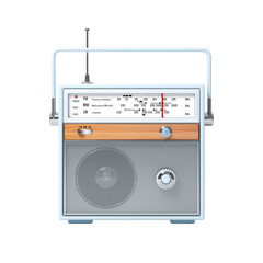 Vintage antique retro old radio isolated on a white background. 3d illustration