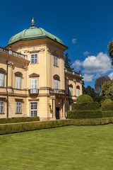 Fototapeta na wymiar Baroque chateau Buchlovice in the Czech Republic. Classical baroque building. Tourism in Central Europe. Ornamental gardens.