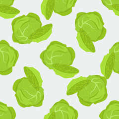 Brussel sprout Cabbage vector seamless pattern. Organic food concept design for your package.