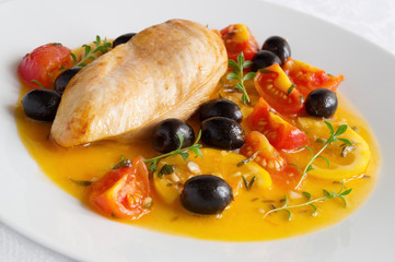 roasted chicken with olive and lemon sauce