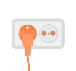Power socket. Vector icon of a rosette in the style of a flat design.