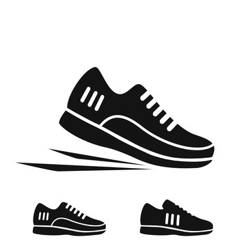 Running shoes icon set