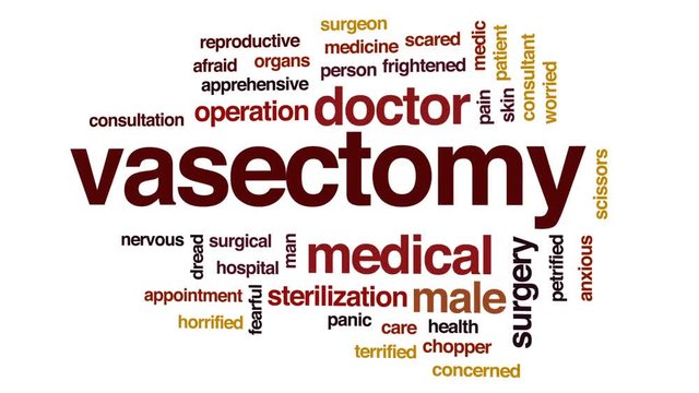 Vasectomy animated word cloud, text design animation.
