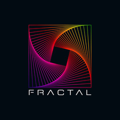Obraz premium Colorful Fractal Abstract Shape Symbol in black background