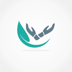 abstract leaf social global hand logo