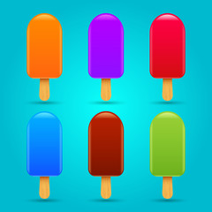 Vector ice cream set. Icecream with chocolate flavor, different color illustration