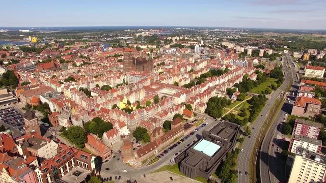 Aerial view of the old town of Gdansk
