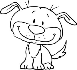 cute dog puppy sitting - vector cartoon illustration sketch