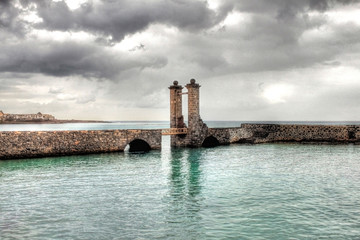 Puente de las Bolas Stone Bridge in Arrecife, Lanzarote, Spain