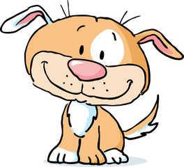 cute dog puppy sitting - vector cartoon illustration