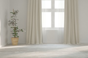 Fototapeta na wymiar Idea of white empty room. Scandinavian interior design. 3D illustration