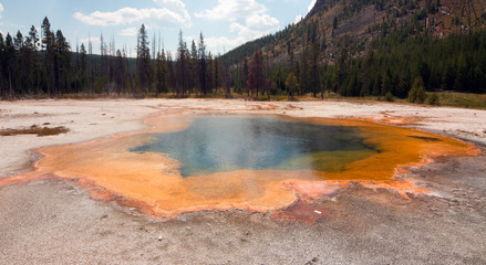 Emerald Pool hot spring in the Black Sand Geyser Basin in Yellowstone National Park in Wyoming USA