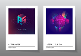 Futuristic design posters with abstract elements and gradients. Applicable for album covers, film placards, music posters, dj flyers and banner designs.