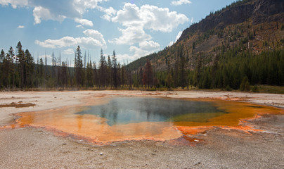 Emerald Pool hot spring in the Black Sand Geyser Basin in Yellowstone National Park in Wyoming USA