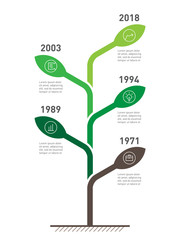 Vertical Timeline infographics. The development and growth of the business. Time line of Social tendencies and trends graph. Business concept with options, parts, steps or processes.