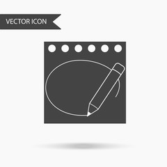 Icon with a picture of a sheet made from notepad and pencil on a white background. The flat icon for your web design, logo, UI. Vector illustration