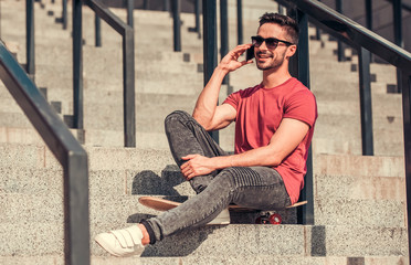 Stylish guy outdoors