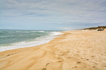 Fototapeta na wymiar Pedras Negras beach in Sao Pedro de Moel, Portugal.