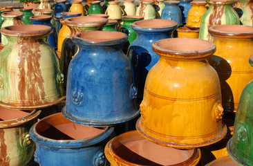 colorful earthenware vases